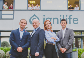 Ignilife board team. From left to right: Fabrice Pakin (CEO), Nicolas Aubert (Creative Director), Elisabeth Pakin (Chief Medical Officer), David Bessoudo (CTO)