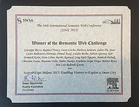 The Semantic Web Challenge first prize certificate