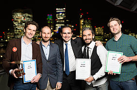 The Idea Challenge winners in the category Urban Life & Mobility (f.l.t.r.): Karos, ZonzoFox, ADDACT