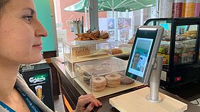 PeasyPay in action in a cafeteria in Budapest, Hungary