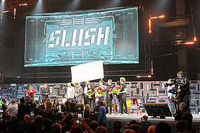 SLUSH 100 finals with Plugsurfing as 1 of 4 end finalists